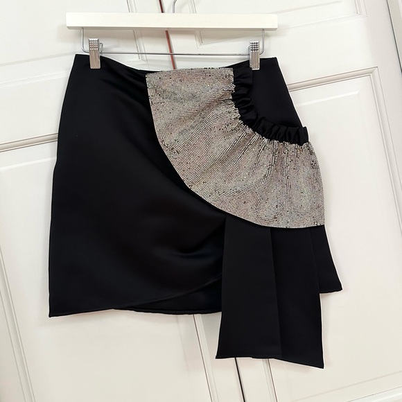 Delfi Collective Black Satin and Crystal Benny Skirt - Picture 1 of 13